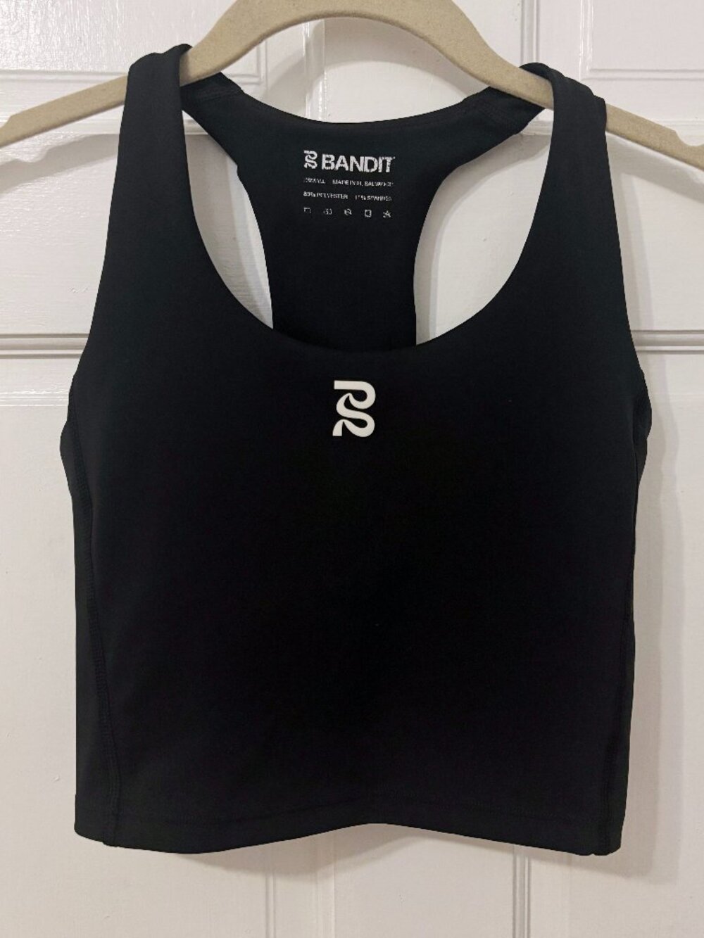 Bandit Women's Stamina Scoop Neck Race Crop Black Running Top Tank Extra Small